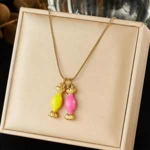 Custom Necklace Fashion Necklace Oil Dripping Candy Stainless Steel Pendant Stainless Steel Necklace
