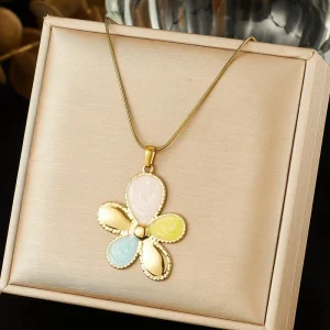 Custom Necklace Fashion Necklace Stainless Steel Pendant Flowers Stainless Steel Necklace