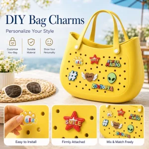 Custom New Beach Rubber Man Punching Bag Accessories Printed Rubber Beach Bag Decoration Rubber Bag Charms