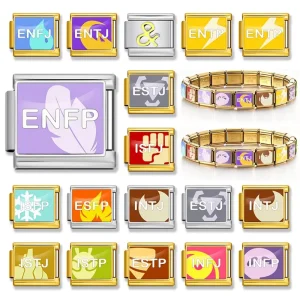 Custom New Fashion MBTI E and I People Italian Link Fit 9mm Stainless Steel Making DIY Charm Bracelet Jewelry Gift