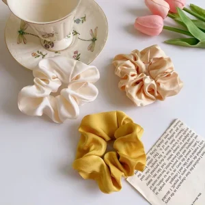 Custom New Hair System Pure Color Cloth Headband Hair Band Silk Scrunchie Elastic Satin Scrunchy