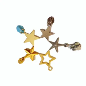 Custom North Star Pendant Necklace Zinc Alloy Nickel Free Non Lock Zipper Slider Charm Zip Pulls Accessories