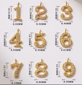 Custom Number Charm Cubic Zirconia Pendant Necklace for Women Gold Plated Chain Necklace Stainless Steel Fashion Jewelry Gift