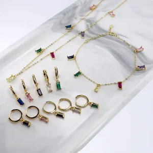 Custom OEM Factory Designer Gold Plated Cubic Zirconia 925 Sterling Silver Women Jewelry Set