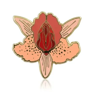 Custom Orchid Flower Hard Enamel Lapel Pin Pink Spotted Floral Metal Brooch for Fashion Backpack Decor Botanical Souvenir Gift