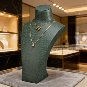 Custom PU Leather Jewelry Displays Stand Series Luxury Snakeskin Texture Jewelry Mannequin Display for Pendant Necklace