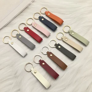 Custom PU Leather Key Chain Fashion Faux Leather Car Keyring Key Holder Colorful Keychain Key Ring Promotional Gift