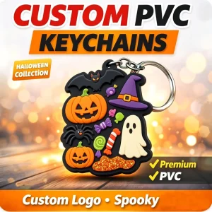 Custom PVC Keychain Logo Brand Promotional Corporate Business Gift Soft Rubber Keyring Bulk Halloween Keychain