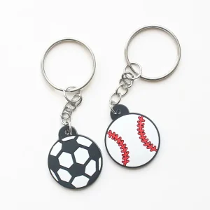 Custom PVC Keychain Sport Ball Design Soccer Baseball Rubber Custom Logo Sports Team Souvenir Gift Metal Keyring for Promotion