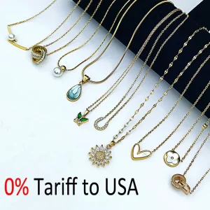 Custom PVD 18k Gold Plated Surgical Stainless Steel Necklace Women Jewelry Accessories Gioielli Halskette Ddp Logistic Air USA