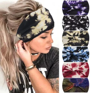 Custom Packing logo Women Sport Yoga Hairbands African HeadWraps Band Twist Elastic Turban Wide Knot Headbands