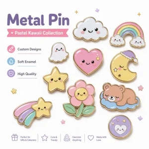 Custom Pastel Kawaii Soft Enamel Lapel Badge Cloud Heart Rainbow Moon Cute Gift Decoration Brooch OEM ODM Metal Pin