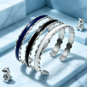 Custom Pattern Fashion Bracelets & Bangles Stainless Steel Enamel Bangle Factory Direct Customizable Women Jewelry