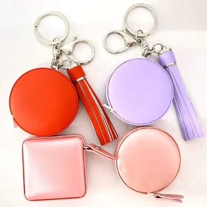 Custom Personalized Cloth Tailor Leather Mini Keychain Tape Measure Keyring