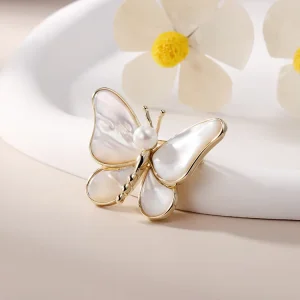 Custom Personalized Costume Jewelry Manufacturers Fashion Jewelry Women Brooches Pins Trendy Alloy Pearl Butterfly Brooch