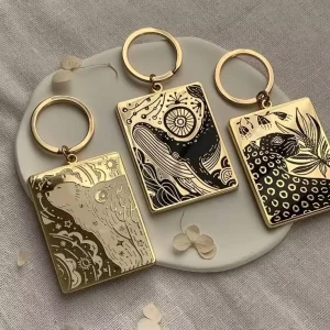 Custom Personalized Enamel Hanging Metal Alloy Black Tarot Card Horror Moon Christmas Halloween Key Chain Keychain Charm