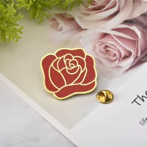 Custom Personalized Metal Pin Blank Flower Rose Gold Plating Lapel Pin Souvenir Badges Metal Sublimation Blanks Badges