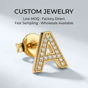 Custom Personalized Name Stud Earrings Crystal AZ 26 Initials Alphabet Gold Plated Tiny Piercing Jewelry Bulk