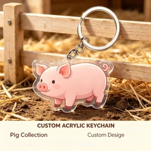 Custom Pig Acrylic Keychain Personalized Farm Animal Keyring for Promotion Gifts