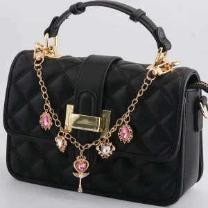 Custom Pink Crystal Heart Bag Chain Magic Wand Charm Purse Strap Personalized Zinc Alloy Decorative Extender