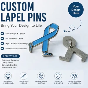 Custom Pink Ribbon Iron Badges Metal Conference Badge Emblems Enamel Pin Button Volunteer Brooches Metal Craft for Breast Cancer
