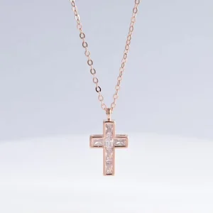 Custom Plata 925 Sterling Silver Cross Pendant Necklace Fashion Everyday Hip Hop 14k Gold Plated Zircon Dainty Women Necklaces
