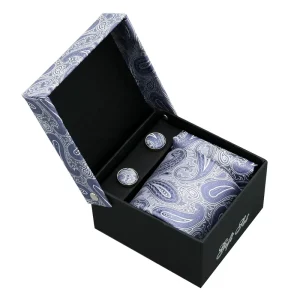 Custom Popular Polyester Mens Tie Handkerchief and Cufflinks Set Necktie Gift Set With Logo Tie Set