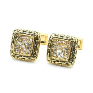 Custom Premium Men’s Cufflinks with Zircon Diamond Crystal Fashionable Accessory for Suit Shirt Wedding Tuxedo Trendy Tie Clips