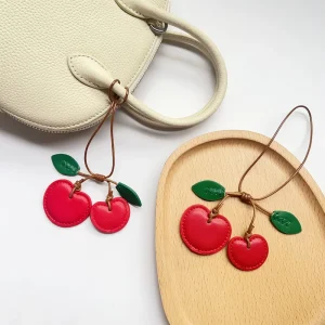 Custom Premium Quality Elegant Cherry Charm Keychain Pendant Decorative Handbags Shoulder Tote Purse Bags Accessory for Bags