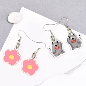 Custom Printed Anime Acrylic Fashion Resin Waterdrop Earrings For Girls