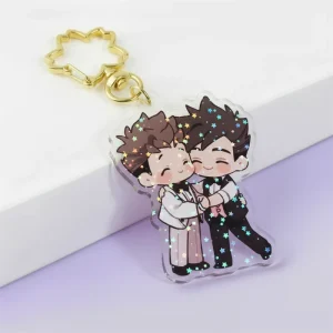 Custom Printed Glitter Epoxy Hologram Anime Acrylic Card Holder Keychain Rainbow Acrylic Phone Charm