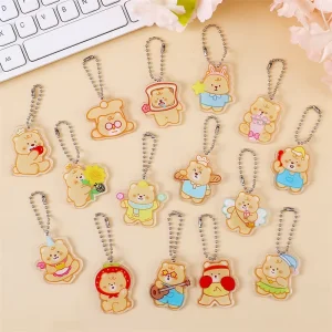 Custom Printed Promotional Acrylic Keychain Cute Bears in Different Shapes in Stock