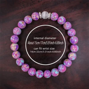 Custom Purple Natural Stone Bracelet Charms Fashion Beaded Bracelet Healing Crystal Gemstone Jewelry for Women