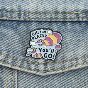 Custom Quote Enamel Pins Inspirational Metal Brooch Badge Cartoon Letter Pin Fashion Accessories Gift for Bags Clothes