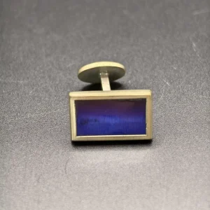 Custom Rectangular Blue Zinc Alloy Brushed Metal Cufflinks For Business Meetings Formal Galas Weddings & Parties
