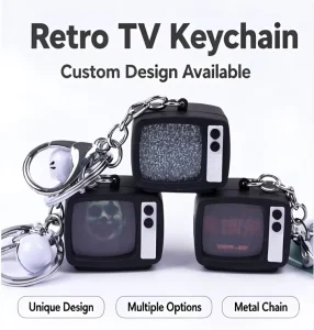 Custom Retro TV Keychain Plastic Television Shape Key Ring Novelty Bag Charm Promotional Gift for Birthday Party Corporate Event