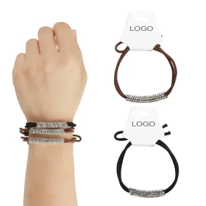 Custom Rhinestone Hair Ties Silver Sparkly Ponytail Holder Crystal Bling Elastic Accessories for Women Thick or Thin Hair