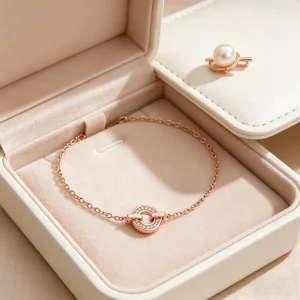 Custom Rose Gold Plated 925 Silver Bracelet For Women With Cubic Zirconia Studded Beads Fashionable Gift For Party Occasions