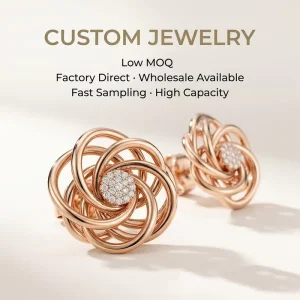 Custom Rose Gold-plated Stainless Steel Hollow Flower Stud Earrings Micro Pave Zircon Vortex Jewelry for Women OEM