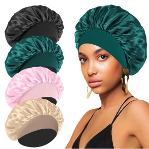 Custom Satin Silk Bonnet For Women Hair Wrap Sleeping Cap Adjustable Wide Soft Band For Curly Hair Beach Sports Travel