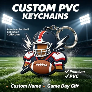 Custom Shape PVC Keychain Any Design 2D 3D Soft Rubber Die Cut Personalized Keyring Gift Factory American Football Keychain