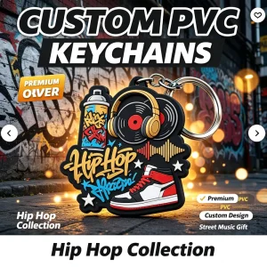 Custom Silicone PVC Keychain Soft Flexible 3D Embossed Logo Rubber Keyring Promotional Gift OEM Hip Hop Keychain