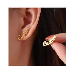 Custom Simple Metal English Letters Earings Name Stud Earrings for Women Girl