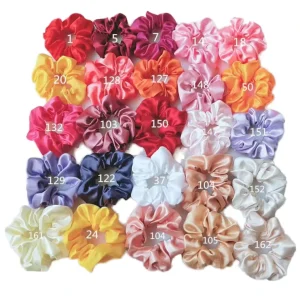 Custom Solid Color Hair Scrunchies Women Accessories Fabric Elastic Hair Band Hair Ties Girls Satin Scrunchies