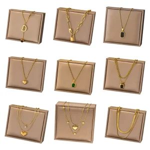 Custom Stainless Steel 18K Gold Trendy Link Chain Fashion Layered Heart Pendant Necklace Women’s Gift