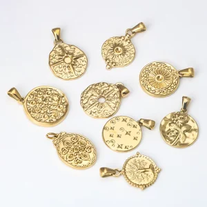 Custom Stainless Steel Casting 14K 18K Gold PVD Plated Flower Tree Pendant Charms Accessories For Jewelry Making