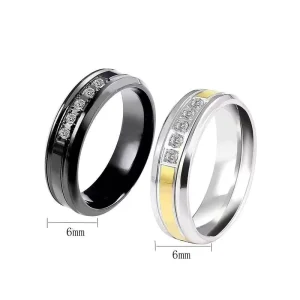 Custom Stainless Steel Fashion Rings High Quality 7 Cubic Zircon Black Rings for Unisex Party or Engagement Gifts