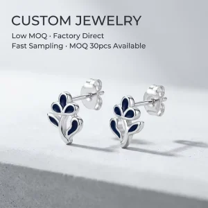 Custom Stainless Steel Flower Earrings ODM Silver Enamel Floral Stud for Outdoor Casual Outfit Wear