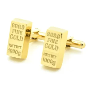 Custom Stainless Steel Gold Bar Novelty Cufflinks Business Suit Shirt Jewelry Wedding Tuxedo Fashion Trendy Cufflinks