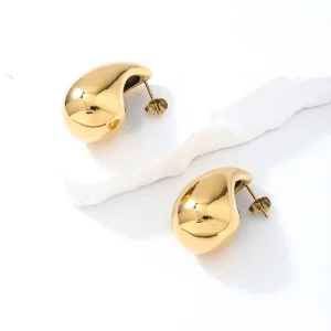 Custom Stainless Steel Waterproof 18k PVD Gold Earring Women Fashion Jewelry Stud Earring